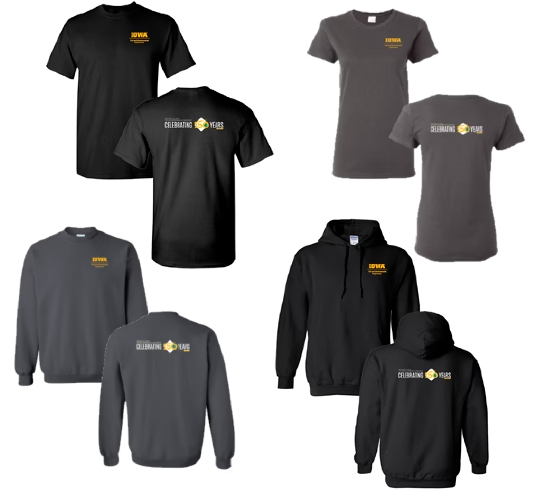 2 black t shirts and 2 black and gray sweatshirts