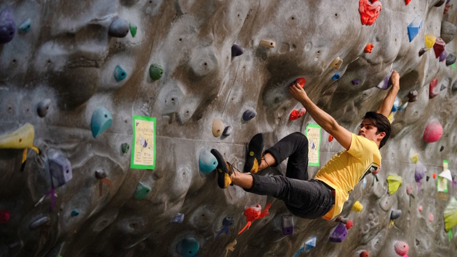 A person on a climbing wall