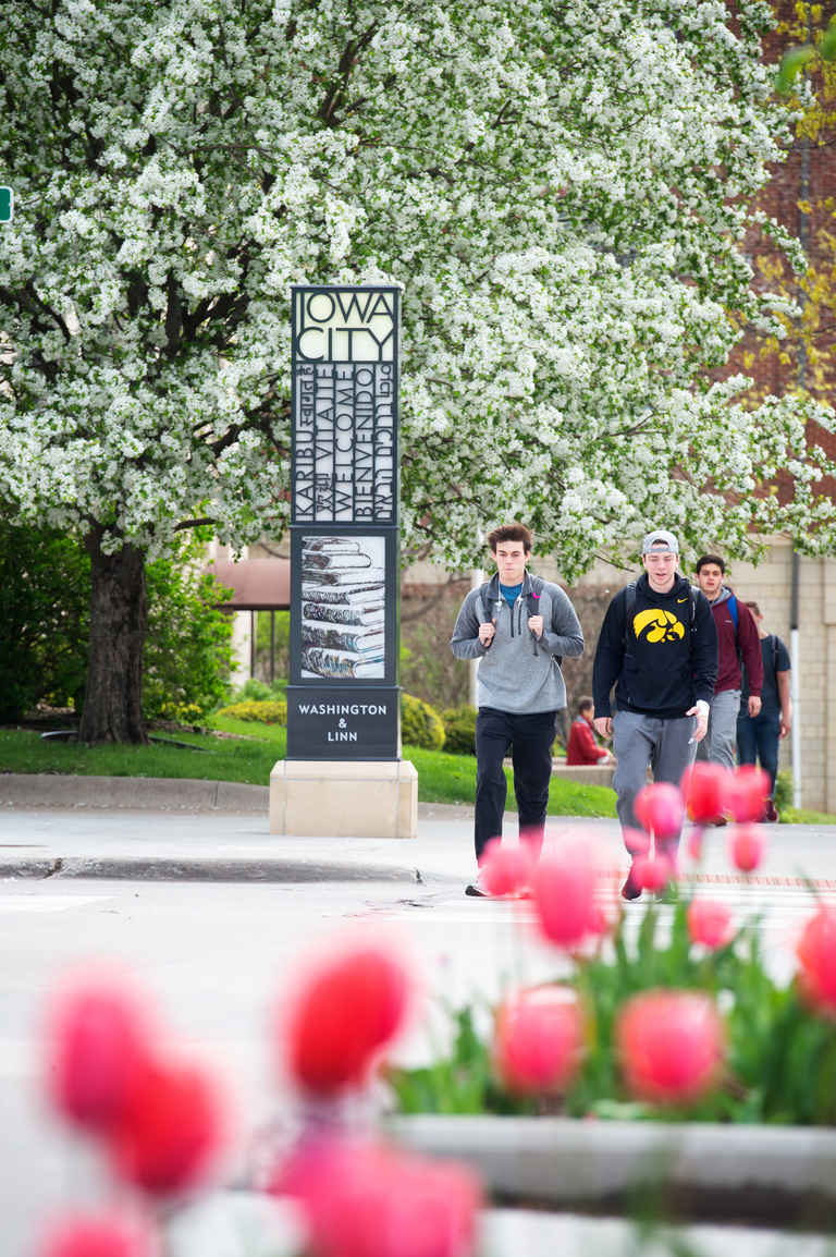 students walking on campus