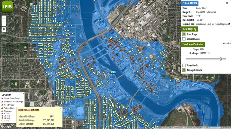 Flood map of Cedar Rapids