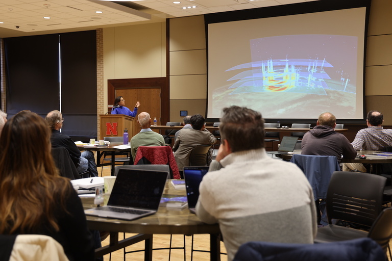 A person presenting at a conference