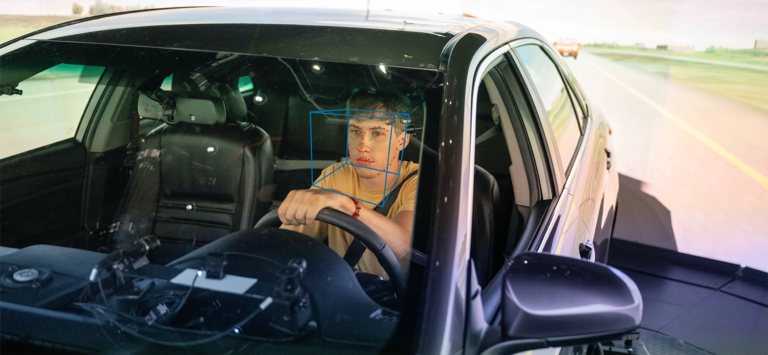 Driver monitoring systems use eye tracking, head movements, and points on the face to detect behaviors such as yawning for drowsiness detection.