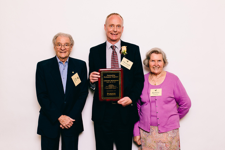 Christoph Beckermann center receives an outstanding mechanical engineer award from Purdue University 