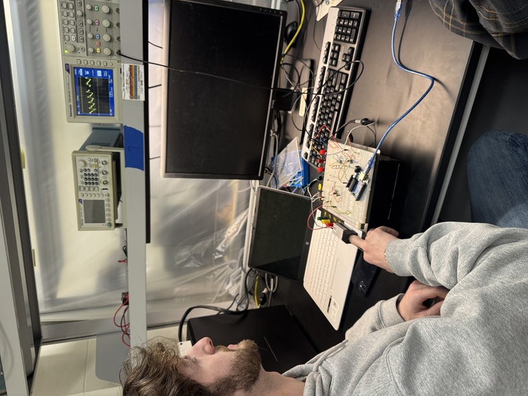 Man looks at measuring instrument