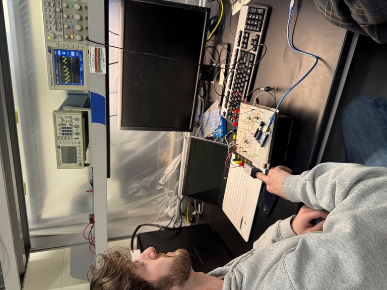 Man looks at measuring instrument