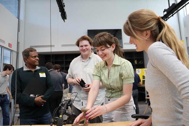 Young adults focus on device