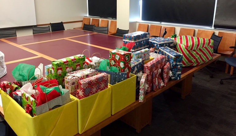 Boxes full of wrapped gifts.