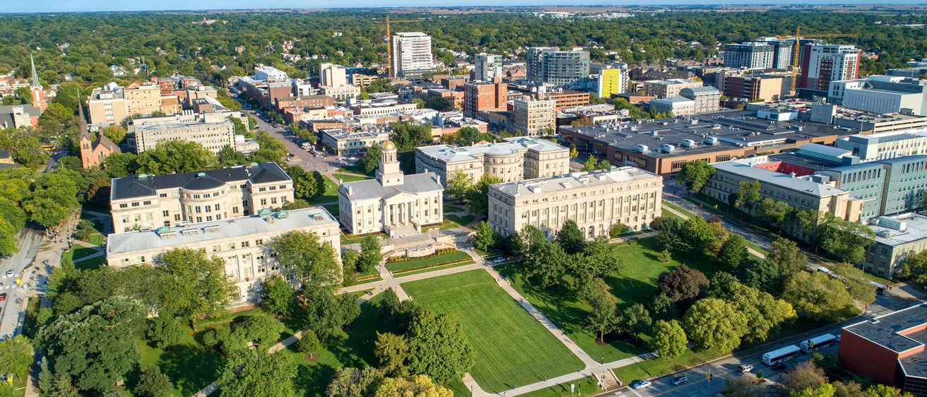 Drone shot of campus