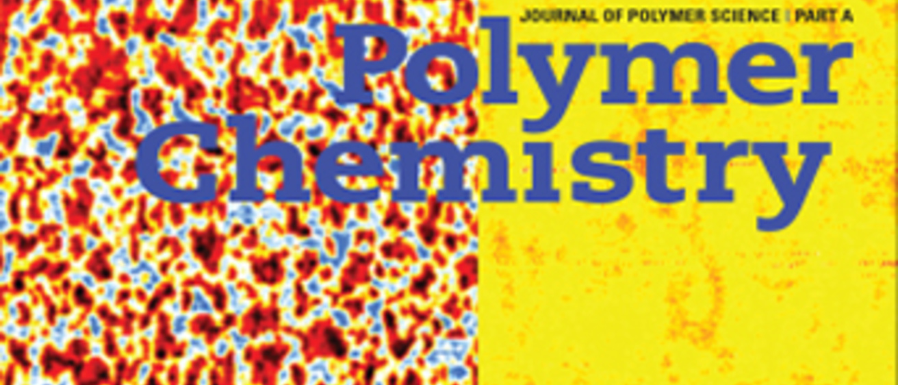 Text reading "Polymer Chemistry" in front of a yellow and red background