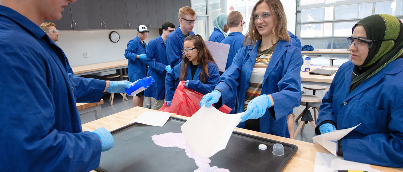 simulated chemical spill clean up lab