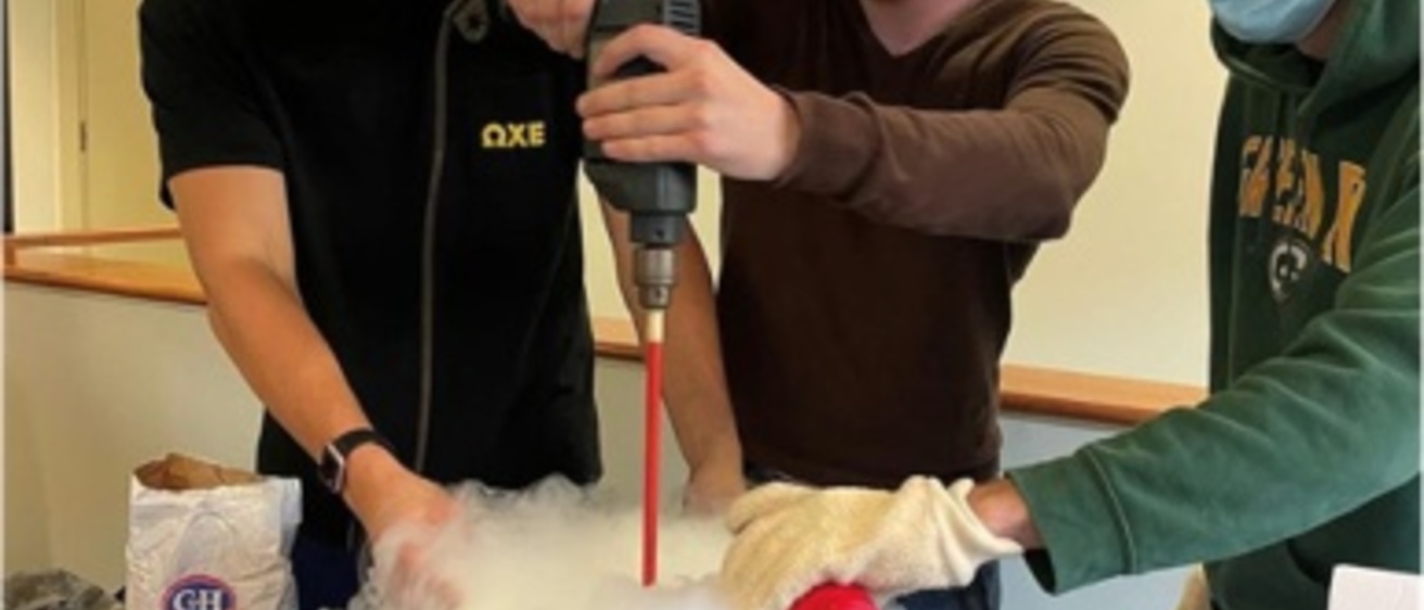 students making ice cream with liquid nitrogen