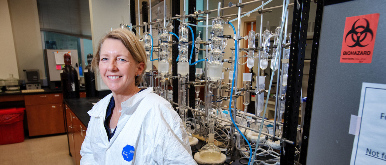 Keri Hornbuckle poses for a photo in her lab