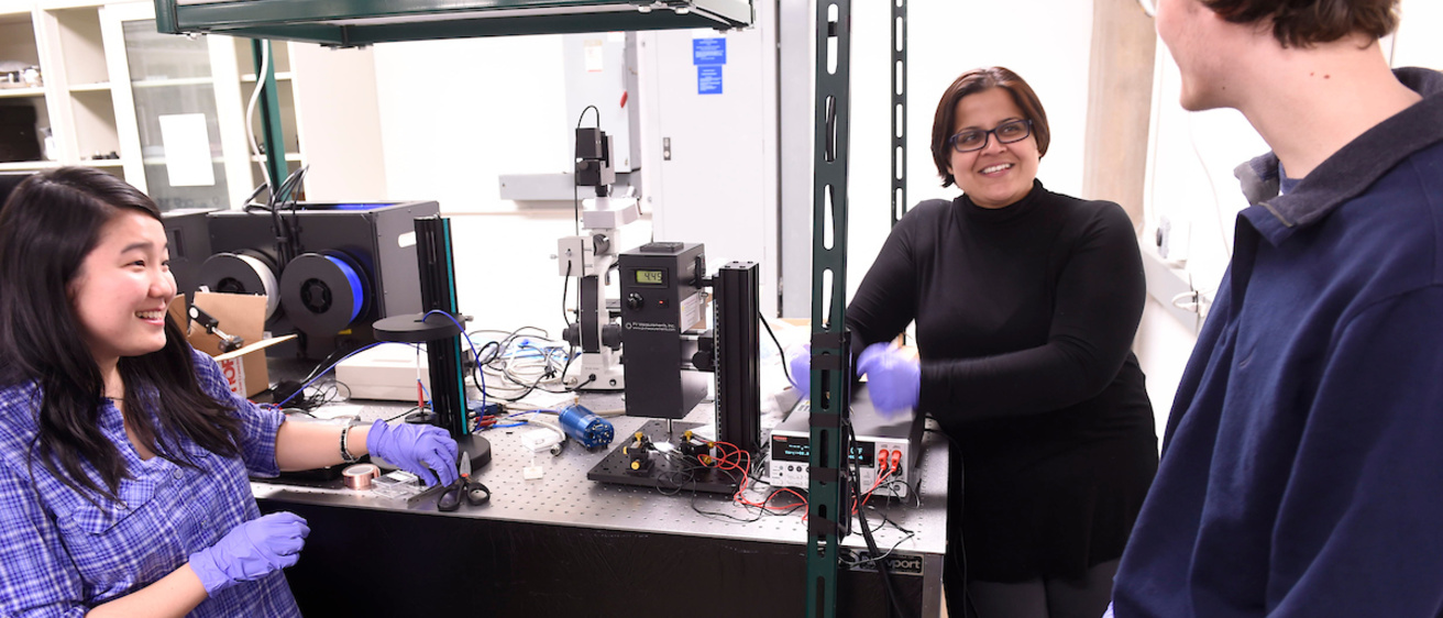 People talking in a lab