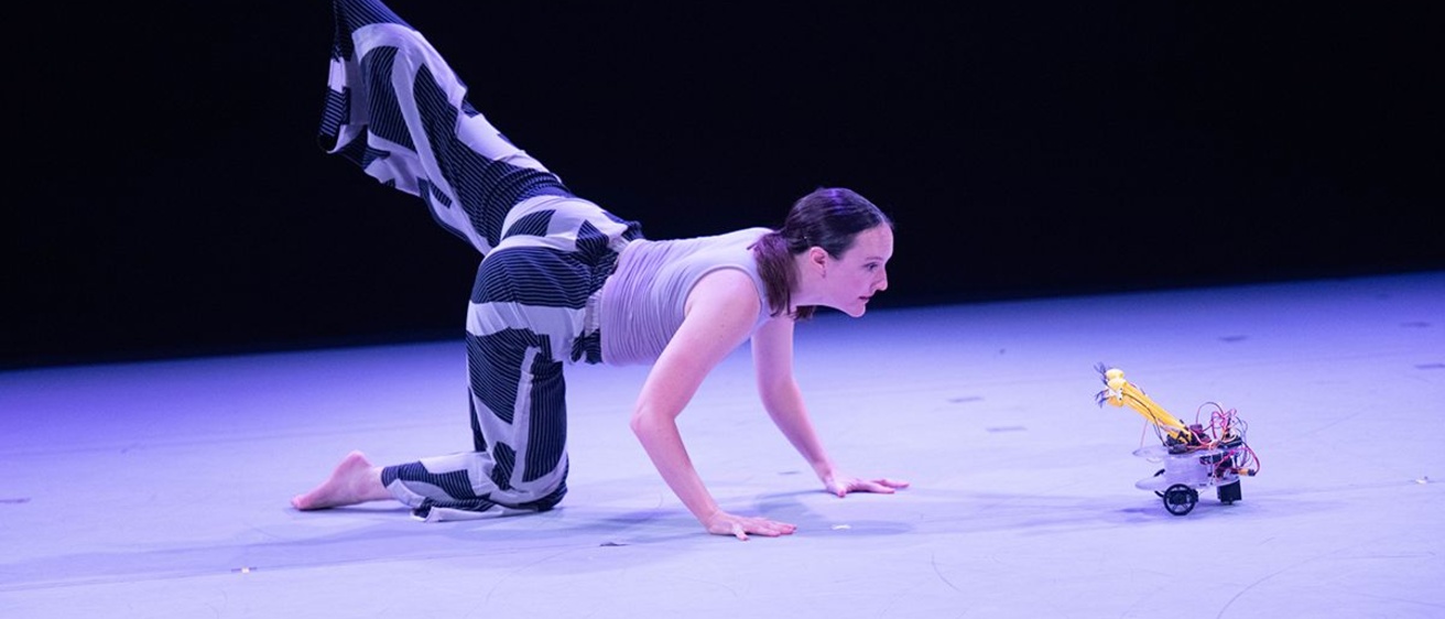 Lauren Linder rehearses for Dance Gala 2024: Agile at Hancher Auditorium.