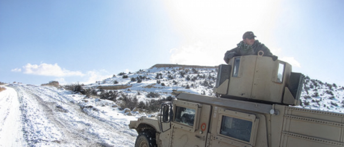 Humvee on a snowy landscape
