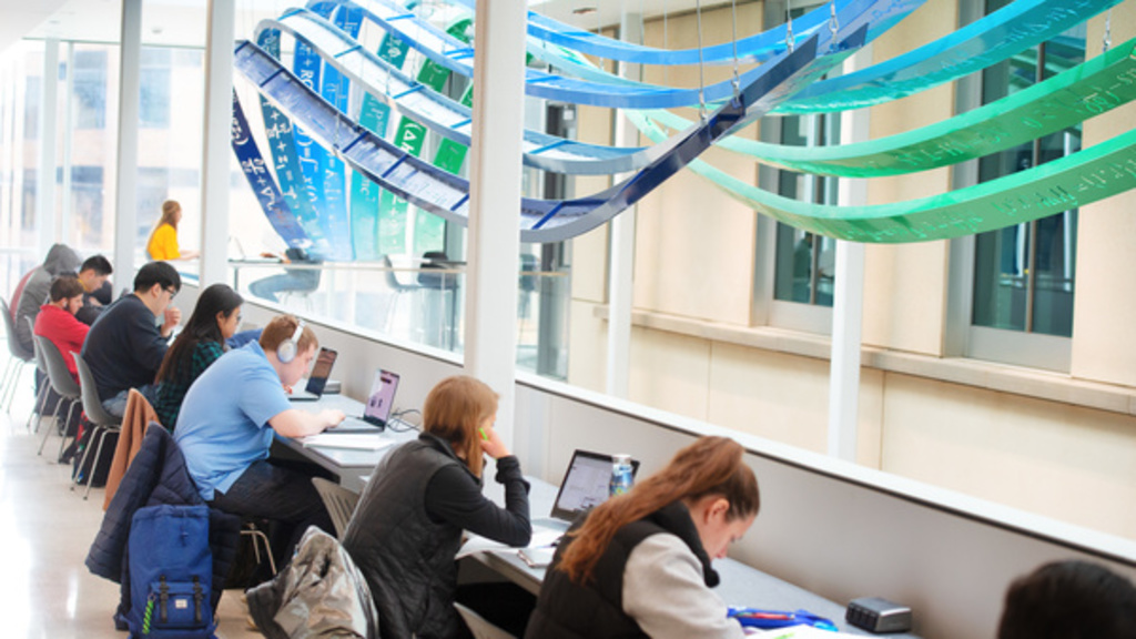 Students studying in annex