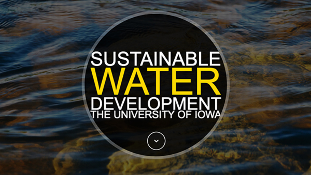 Text reading "Sustainable Water Development, the University of Iowa"