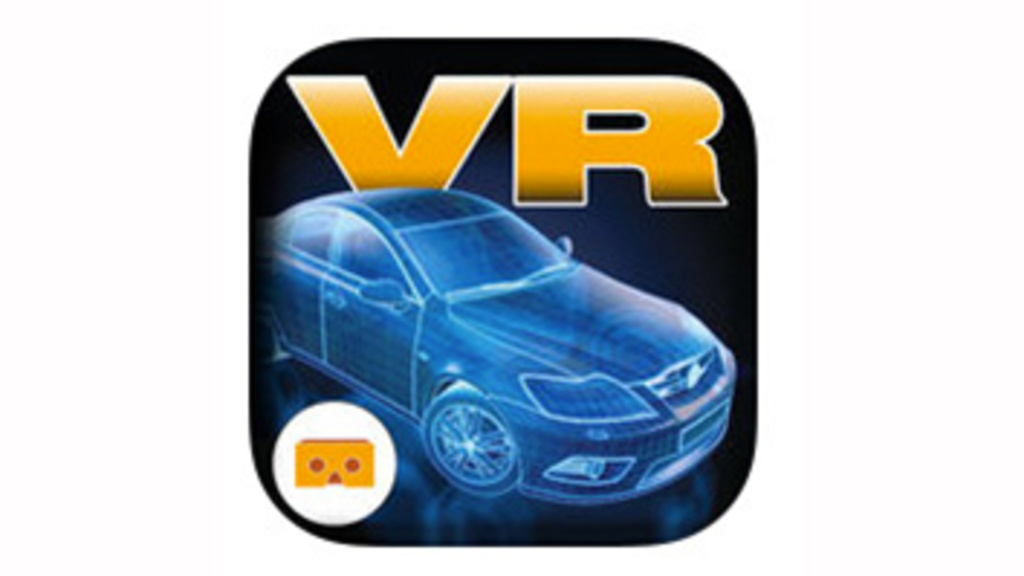 Phone app icon with a picture of a car and the words, "VR"