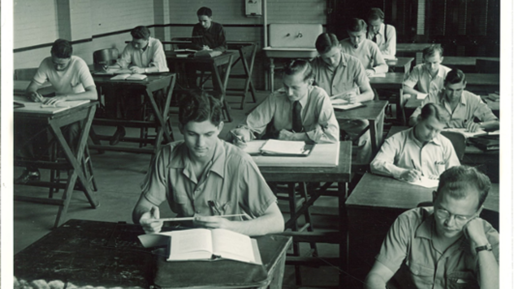 students in classroom in the 1930s
