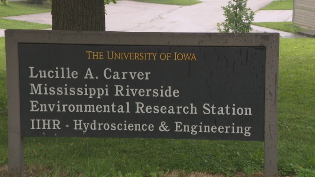 Sign for IIHR’s Lucile A. Carver Mississippi River Environmental Research Station (LACMRERS) 