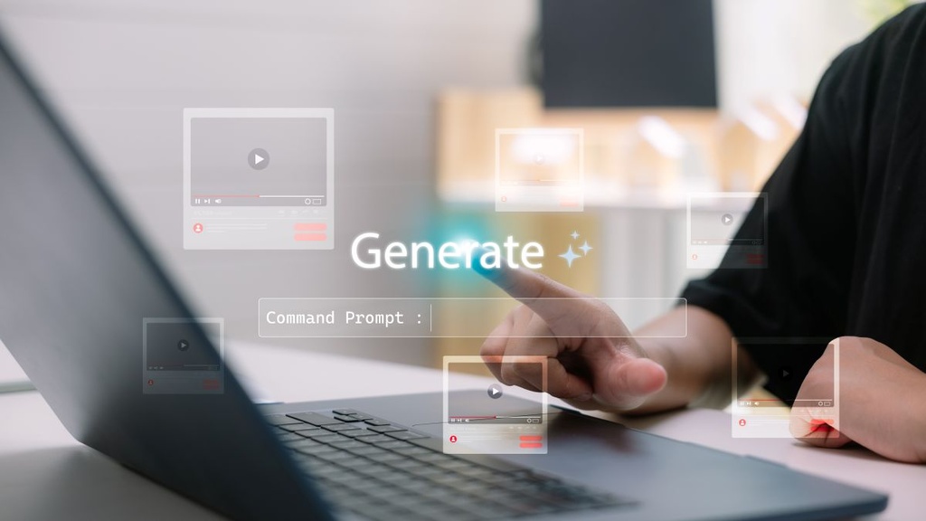 stock image of a laptop user prompting generative AI 