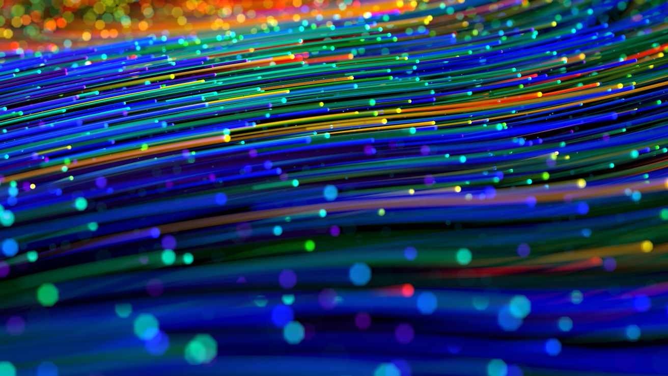 Abstract illustration of fibers that are blue and green and orange
