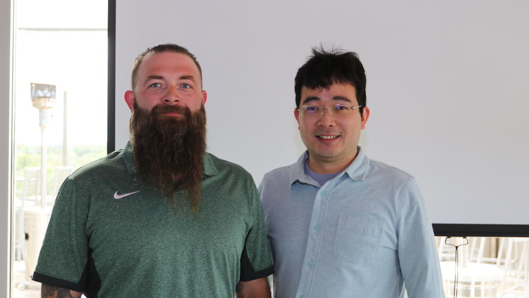 Bill Bangel and his advisor Xuan Song pose for a photo
